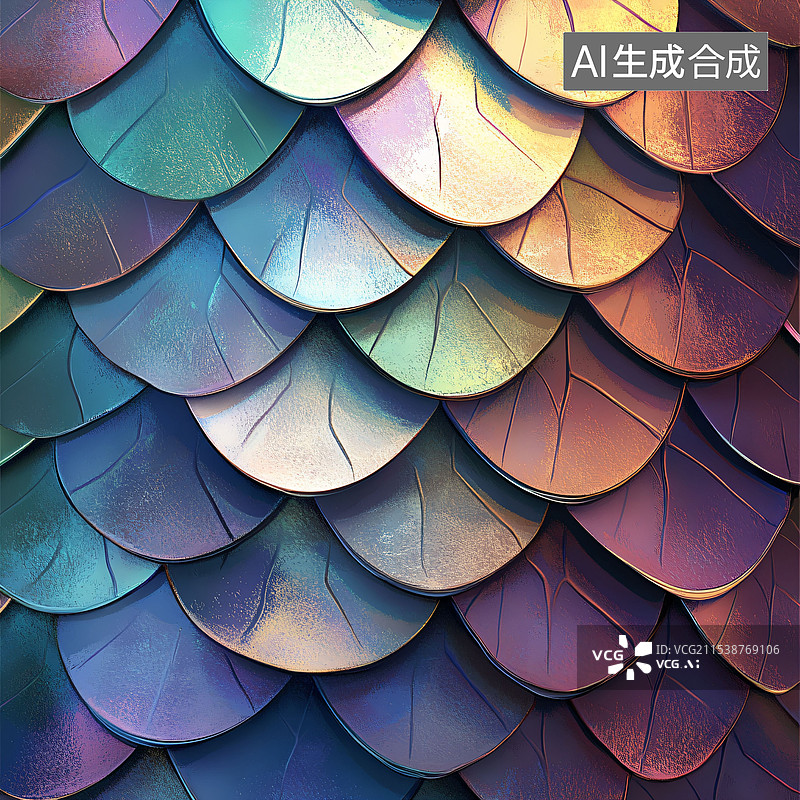 【AI数字艺术】鱼鳞材质纹理素材贴图，3D材质贴图，龙鳞，彩色鳞片图片素材