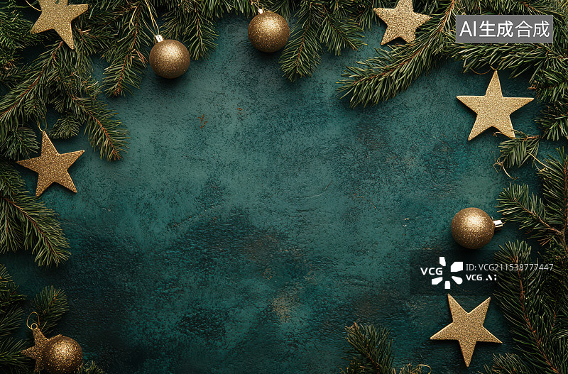 【AI数字艺术】圣诞节平安夜圣诞树庆祝礼物绿色插画背景图片素材
