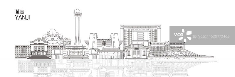 延吉地标建筑插画图片素材