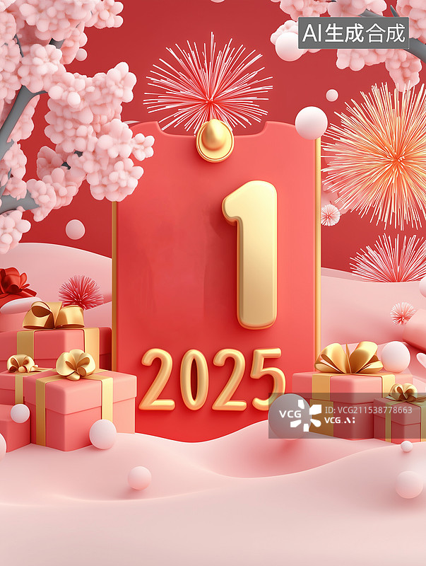 【AI数字艺术】2025新年台历喜庆背景图片素材