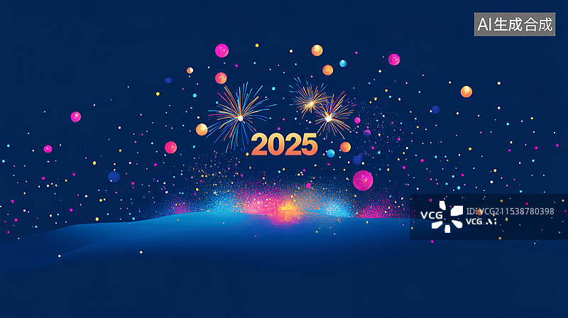 【AI数字艺术】2025年元旦新年春节江景烟花汇演图片素材