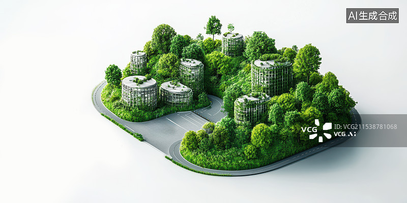 【AI数字艺术】绿色城市新能源生态环保创意新媒体背景图片素材