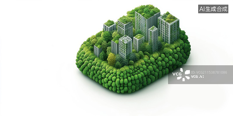 【AI数字艺术】绿色城市新能源生态环保创意新媒体背景图片素材