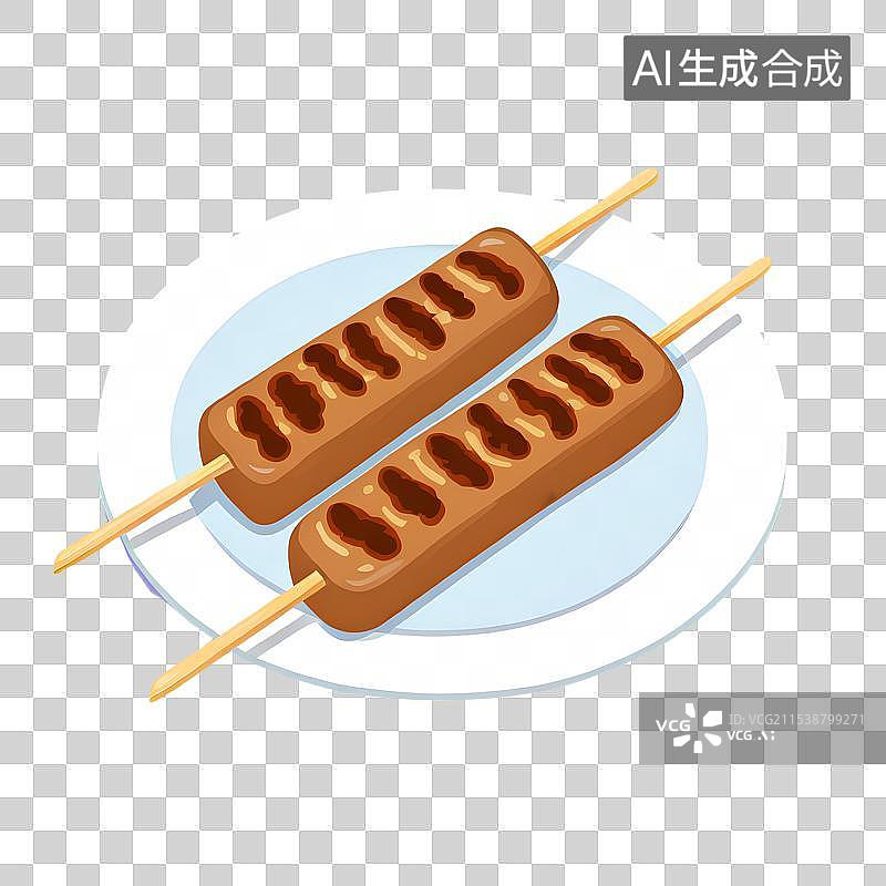 【AI数字艺术】手绘插画，烤串烧烤免抠元素图片素材