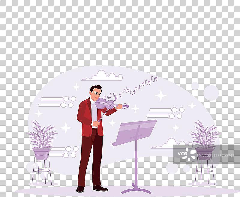 身穿正式西装的帅气年轻男子在演奏图片素材