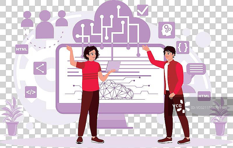 两名男性开发人员设计和开发网站图片素材