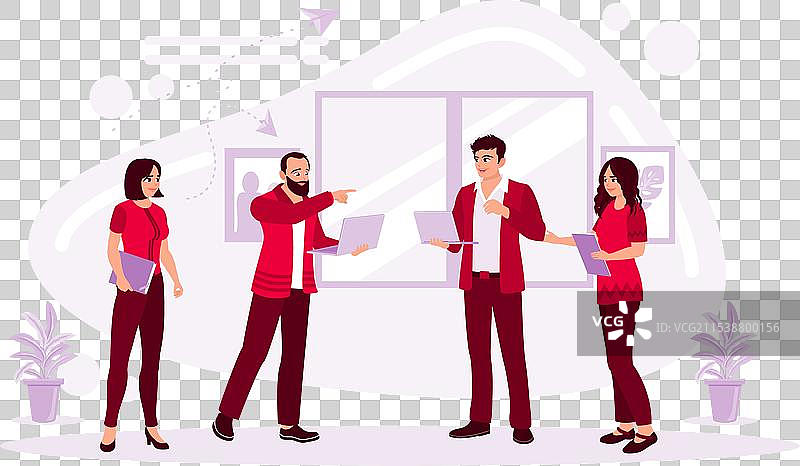 一组人站在办公室的一个角落里图片素材