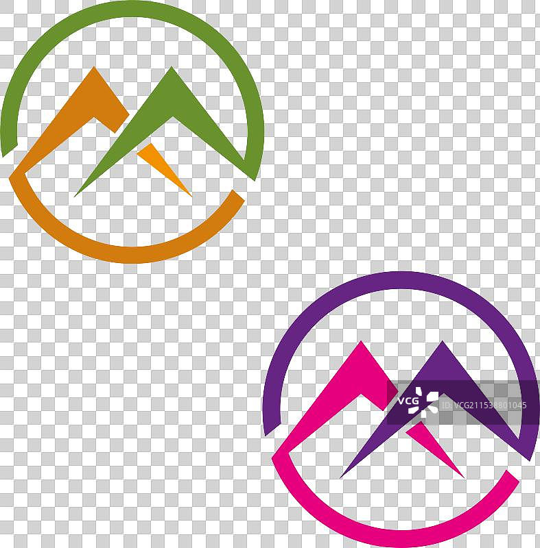 山脉图标 圆形山脉标志设计图片素材