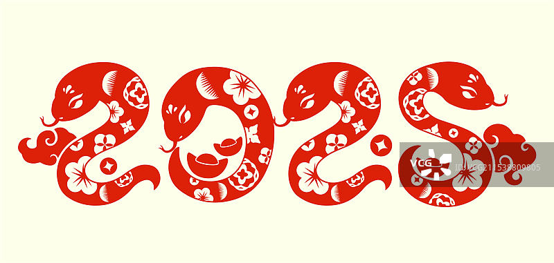 2025剪纸风蛇年图片素材