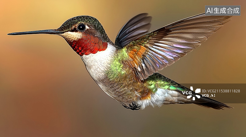 【AI数字艺术】自然光下枝头的蜂鸟图片素材