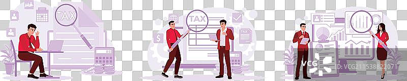 商务人士坐着填写税务表格图片素材