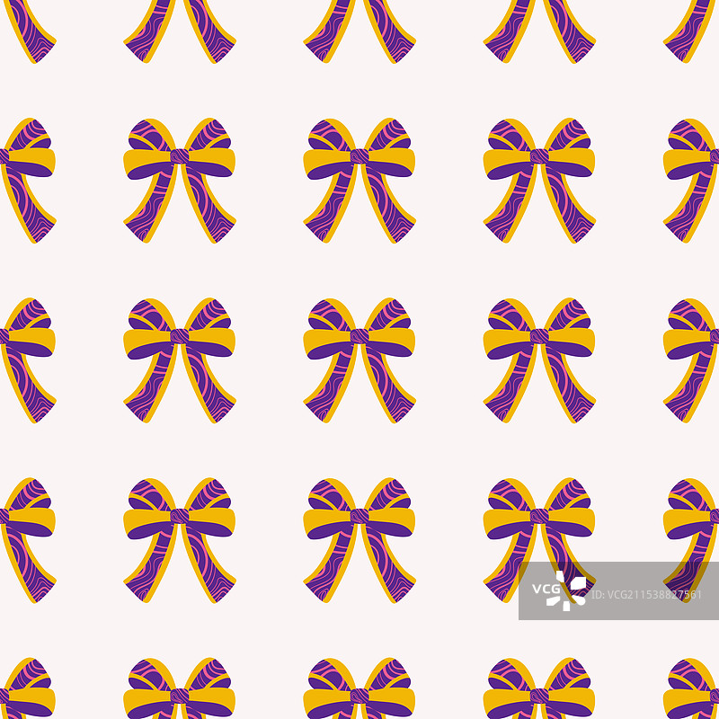 一个带有平面纹理蝴蝶结的无缝图案图片素材