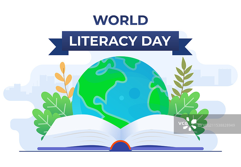 国际扫盲日平面横幅与图片素材
