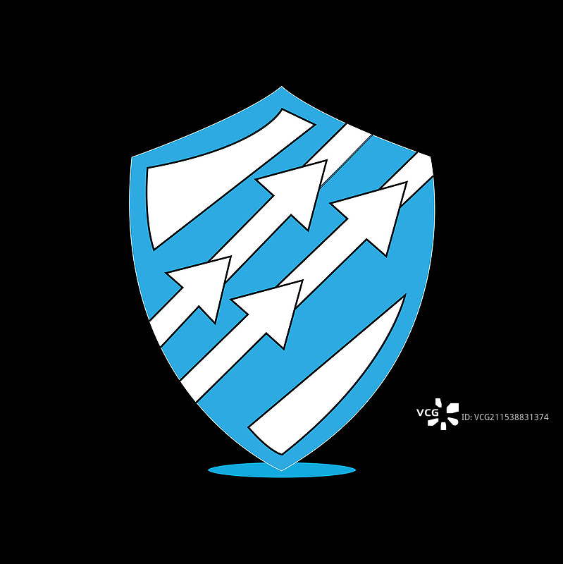 蓝白色的中世纪盾牌3D渲染图图片素材