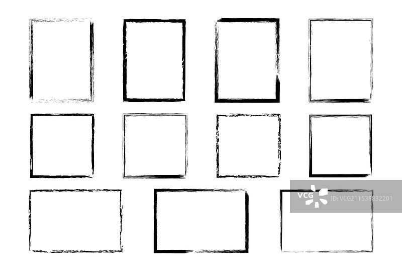 一组矩形和方形的磨损边框图片素材