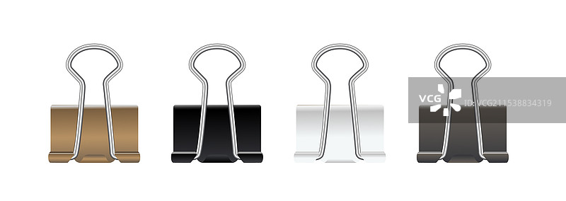 逼真的黑色、白色、金色和银色纸夹图片素材