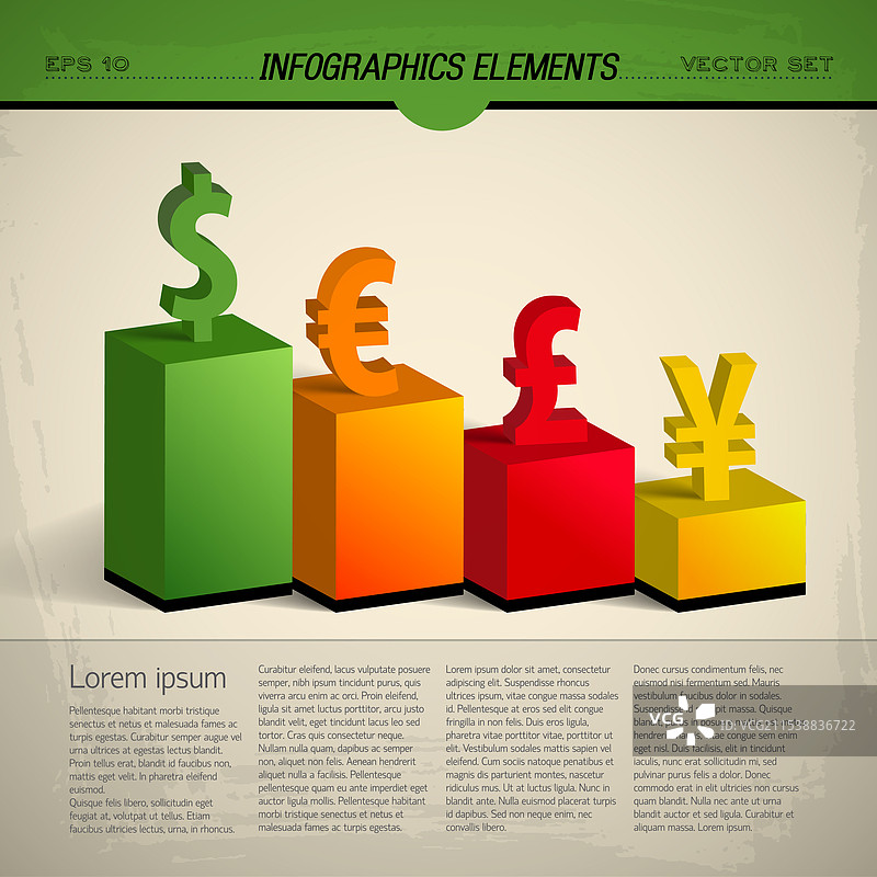 彩色货币信息图表图片素材