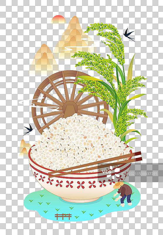 水稻大米杂粮农作物粮食生长丰收食用食品矢量插画元素图片素材