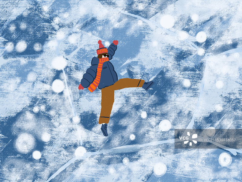 一个人在冰面行走图片素材