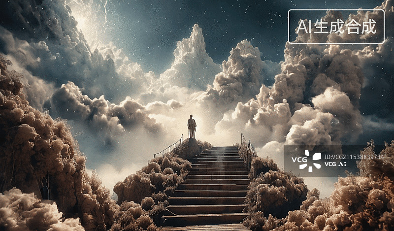 【AI数字艺术】通天阶梯图片素材