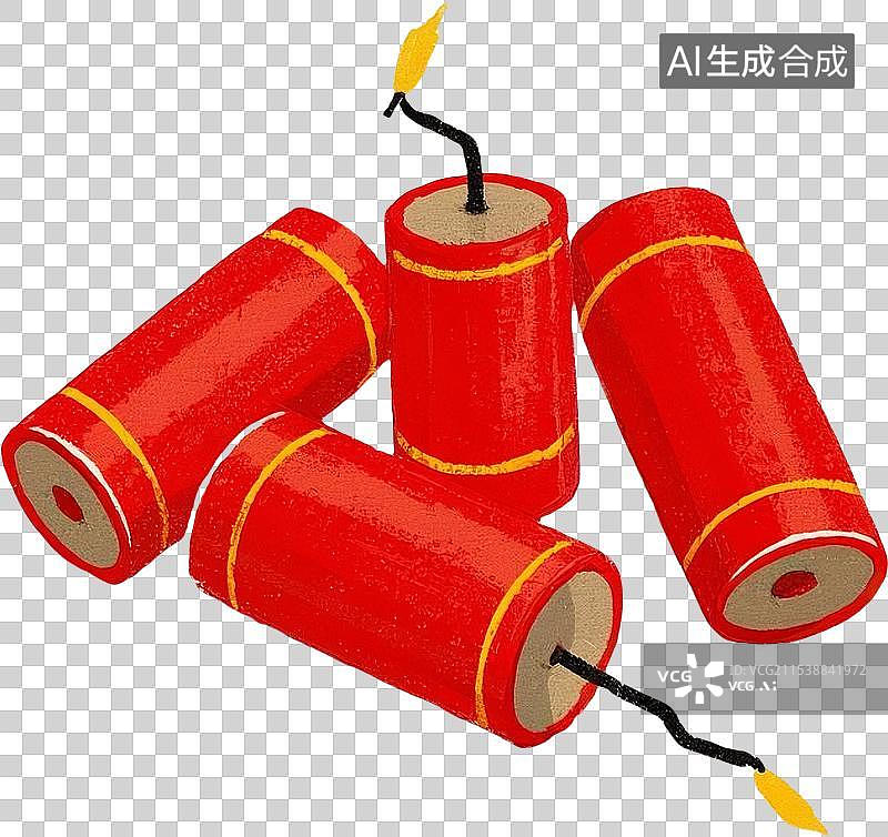 【AI数字艺术】新年春节炮竹免抠插画元素图片素材