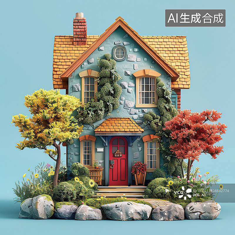 【AI数字艺术】小别墅图片素材