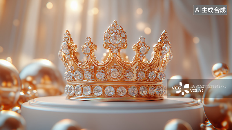 【AI数字艺术】皇冠头饰特写场景图片素材