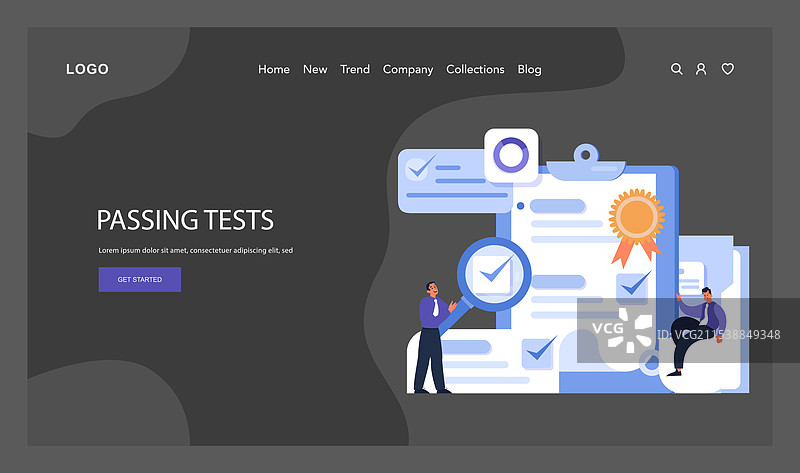 通过考试的概念扁平化设计图片素材