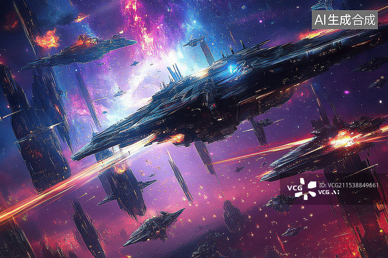 【AI数字艺术】赛博朋克风星球大战科技未来感背景海报图片素材