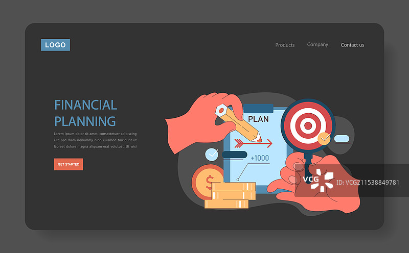 财务规划网站或着陆页图片素材