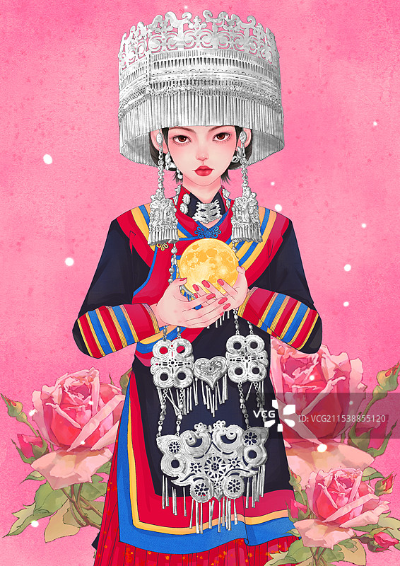 彝族少女图片素材