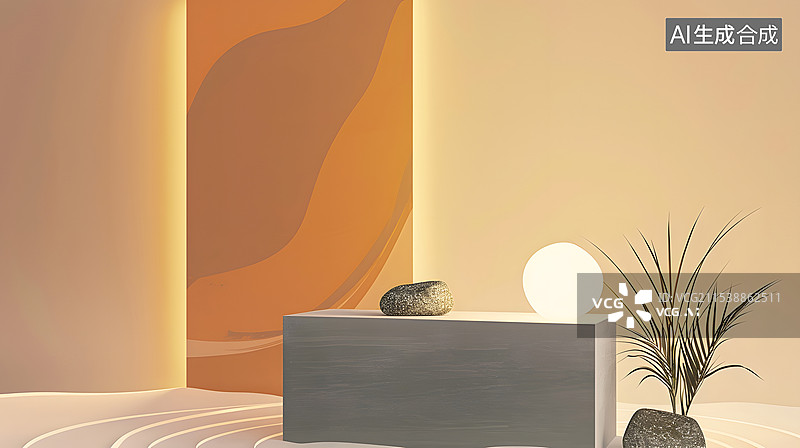【AI数字艺术】简约空间，禅意之美图片素材