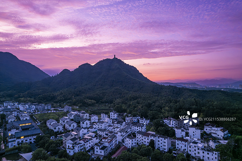 新农村赤城山朝霞图片素材