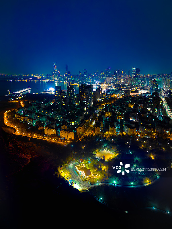 青岛｜燕儿岛蓝调夜景图片素材