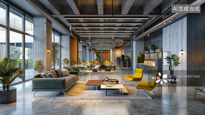 【AI数字艺术】办公室会客区接待区图片素材