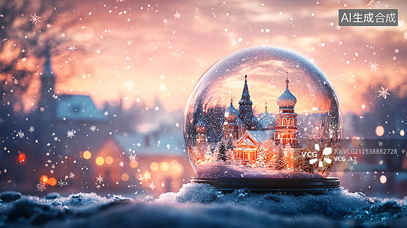 【AI数字艺术】水晶球，节日氛围，俄罗斯图片素材
