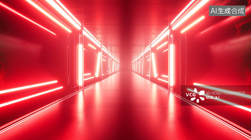 【AI数字艺术】舞台剧场红光透视通道灯光光效摄影棚背景图片素材