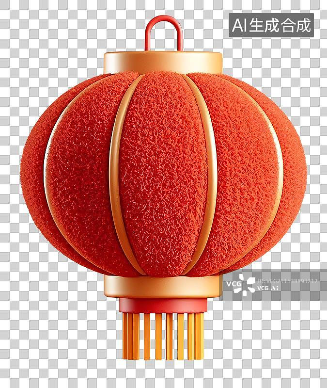 【AI数字艺术】毛绒绒中国灯笼元素图片素材