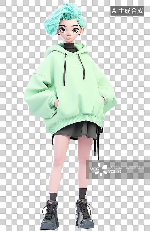 【AI数字艺术】3D卡通人物 时尚女孩穿搭图片素材