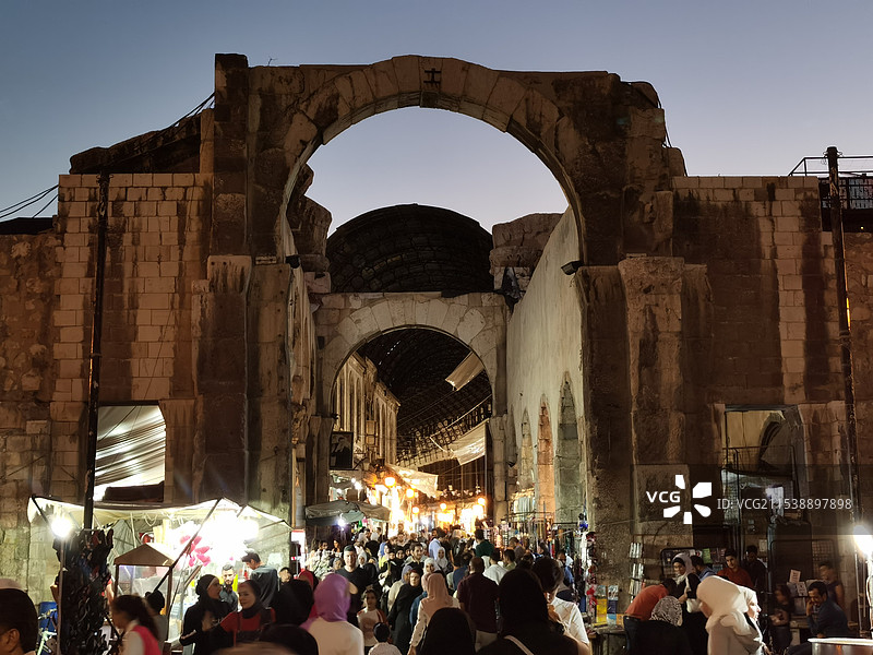 叙利亚大马士革城市街道建筑风景图片素材