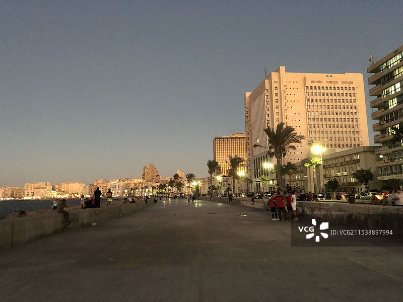 埃及亚历山大港海岸边的风景图片素材