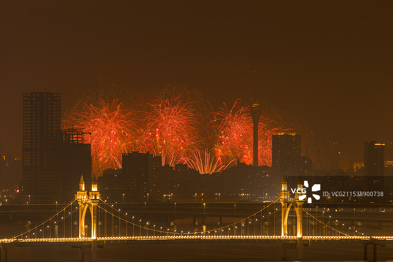 澳门回归25周年烟花庆典图片素材