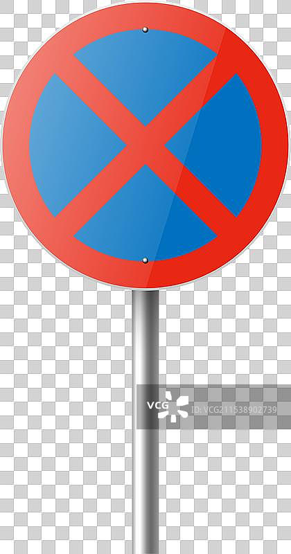 红白相间的禁止停车圆形标志图片素材