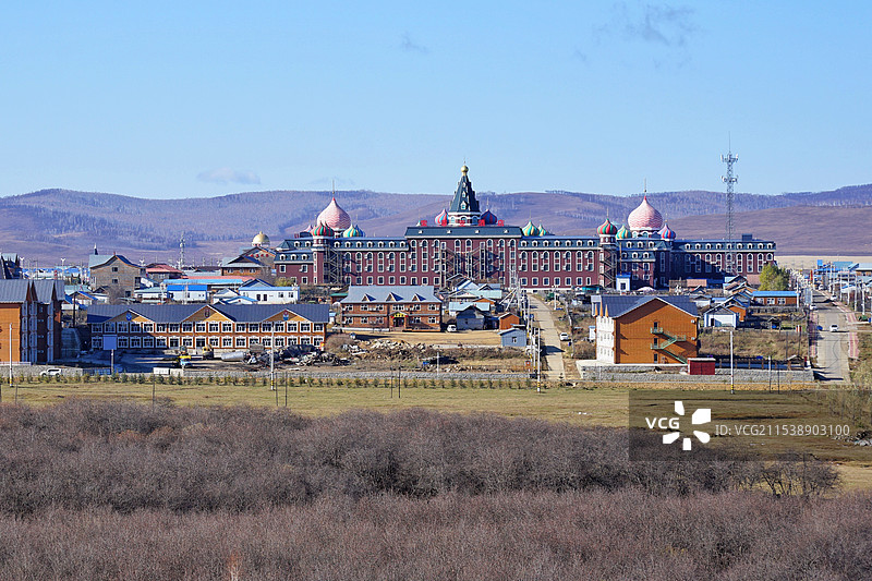 呼伦贝尔额尔古纳，蒙兀室韦苏木，小镇风景图片素材