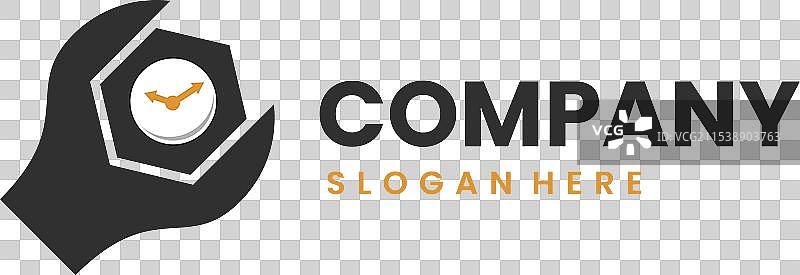 现代概念的工作时间钟表修理logo设计图片素材