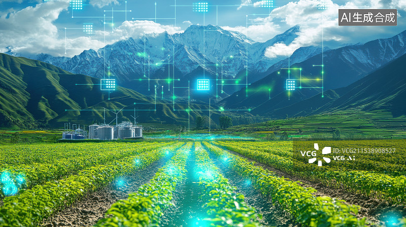 【AI数字艺术】现代农业科技大数据田园科技兴农图片素材