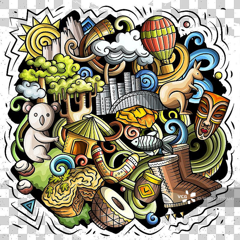 澳大利亚卡通涂鸦图片素材