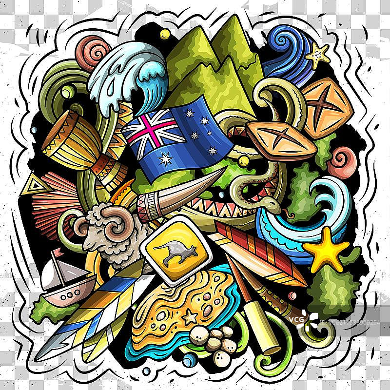 澳大利亚卡通涂鸦图片素材