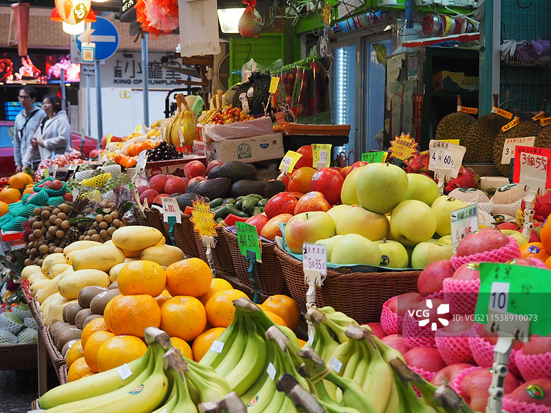 中国香港旺角街头水果摊特写图片素材