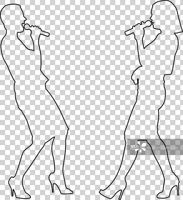 女性音乐明星的剪影图片素材